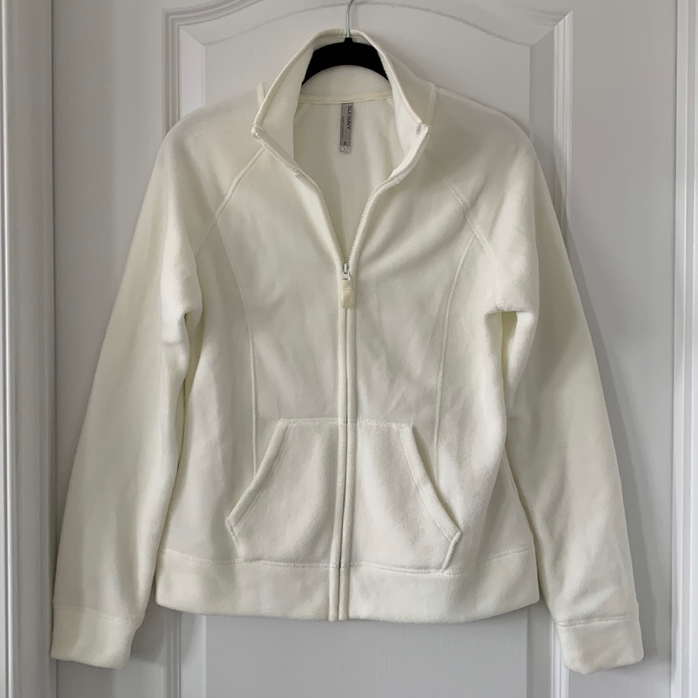 OLD NAVY Fleece Zipped Off-White Jacket Size S
